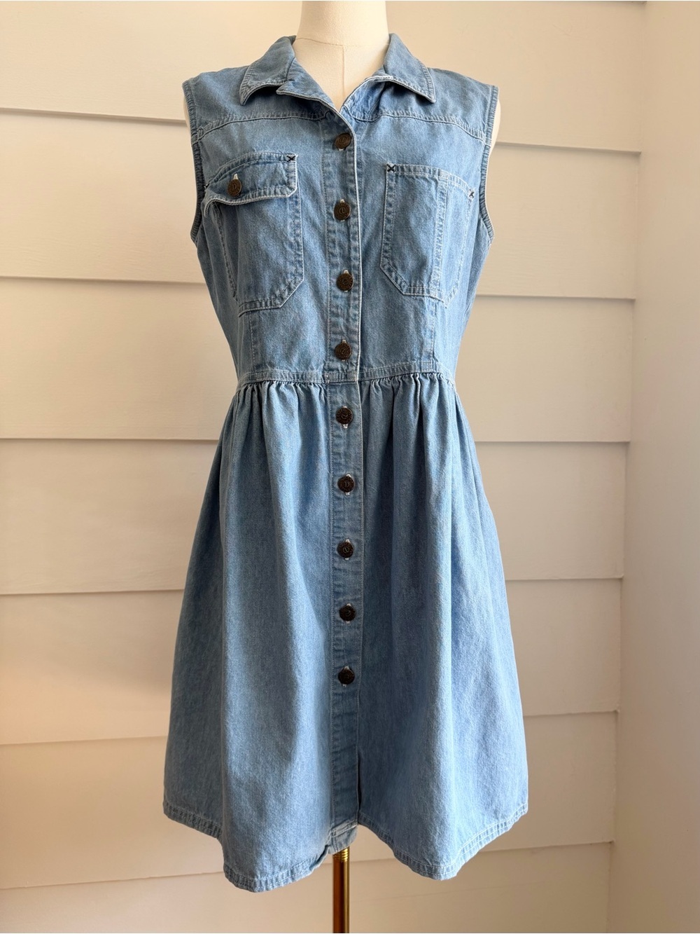 Carole Little Denim Button Up Collared Dress size M